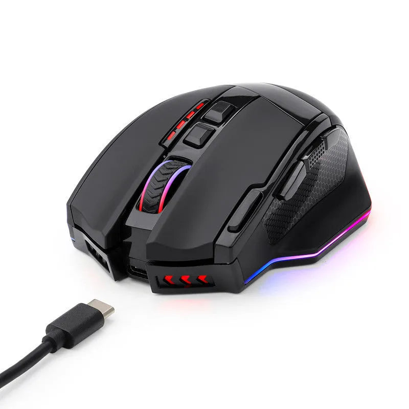 Black Redragon M801P gaming mouse with nine buttons, wireless and wired dual mode connectivity