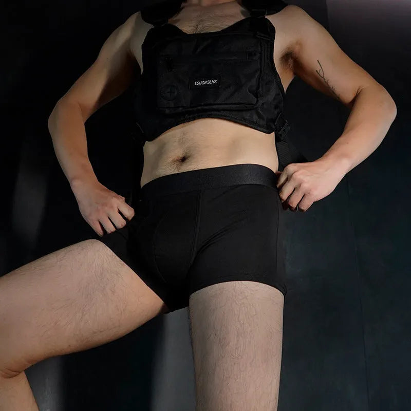 Men's solid colour cotton boxer underwear in black, white, silver grey, and light green options