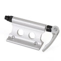 Silver metal bicycle front fork quick release fixing clip for accessory mounting