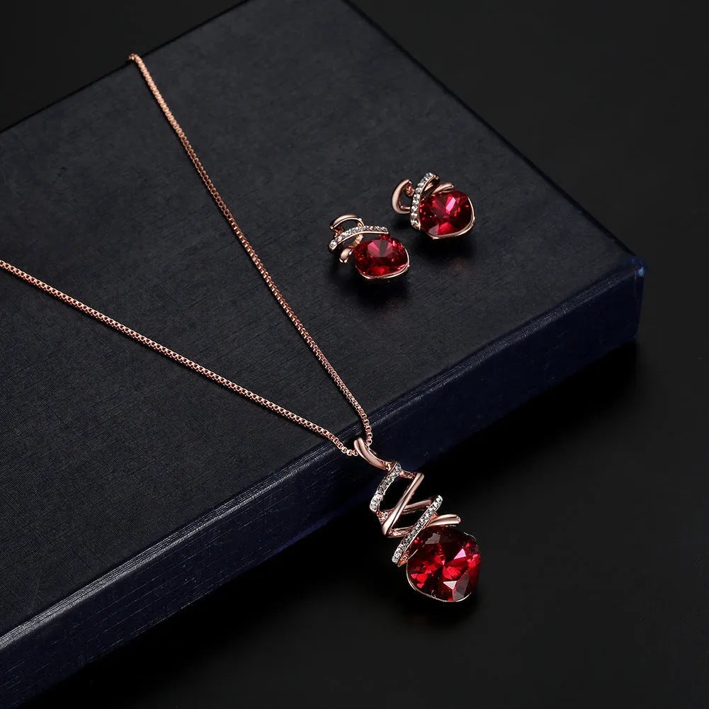 Women's alloy jewellery set with adjustable necklace and matching earrings featuring water wave chain design