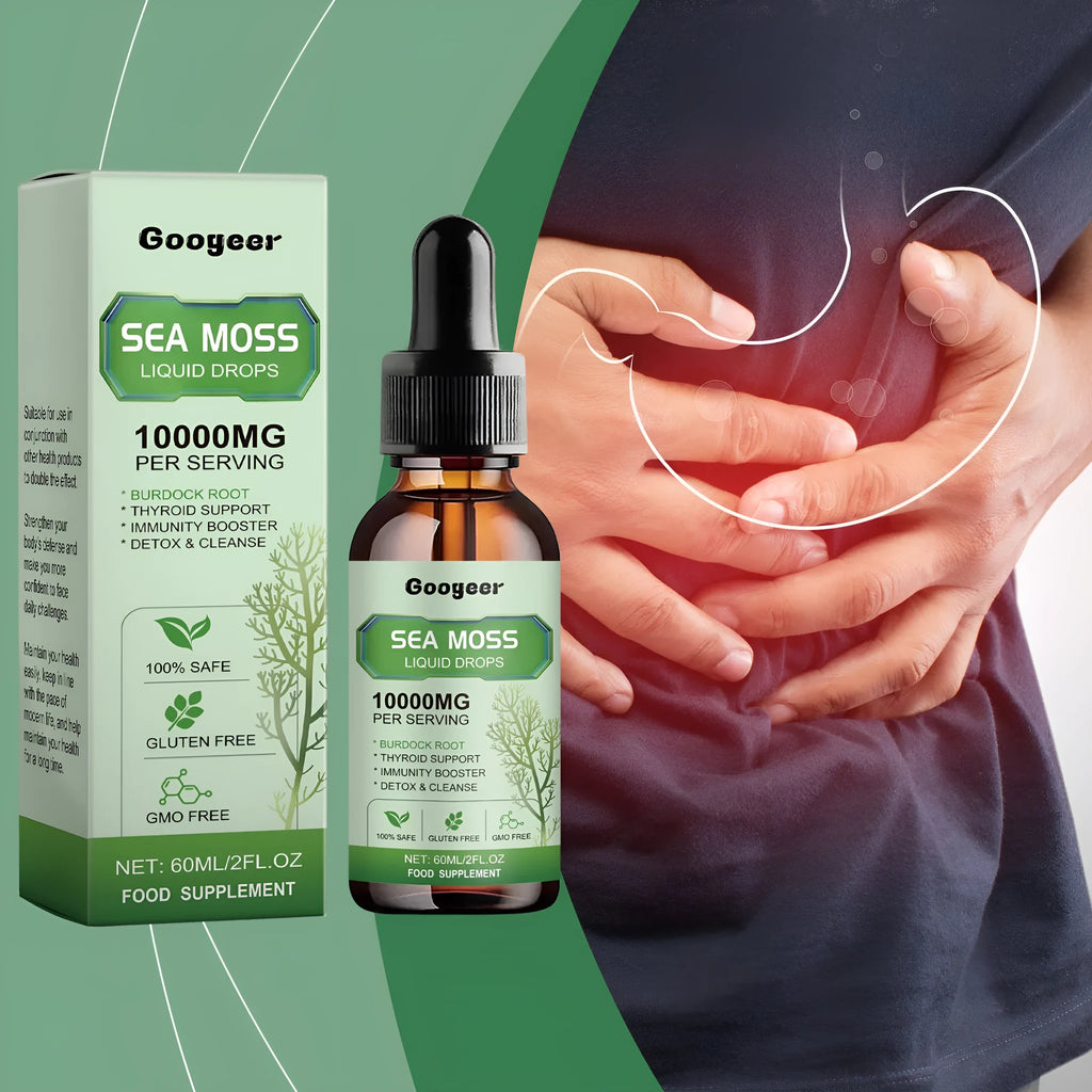 Sea Moss Liquid Drops 60ml body treatment bottle with traditional Chinese medicine extract.