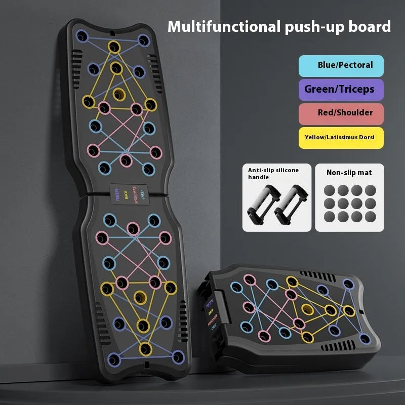 Set of ABS push up support plates in assorted colours for upper body muscle training.
