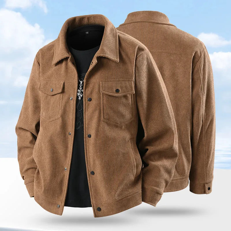 Slim-fit casual coat in black on a model, showing Lycra blend fabric and slim silhouette.
