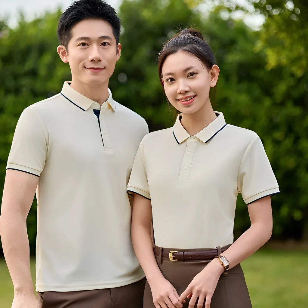 Solid colour lapel short sleeve overalls for women in beige viscose fabric with pullover style