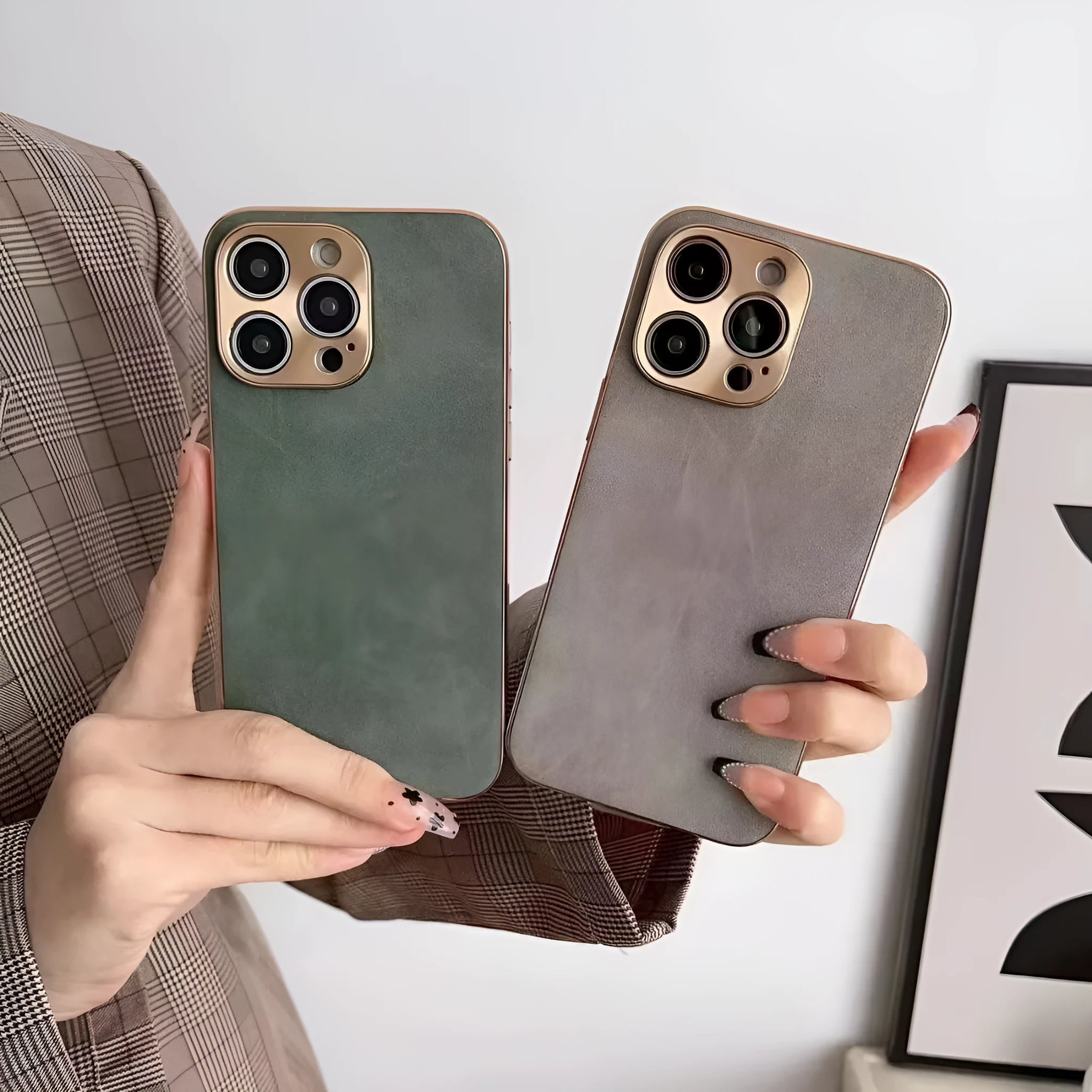 Leather texture TPU phone case for iPhone models in solid colour options