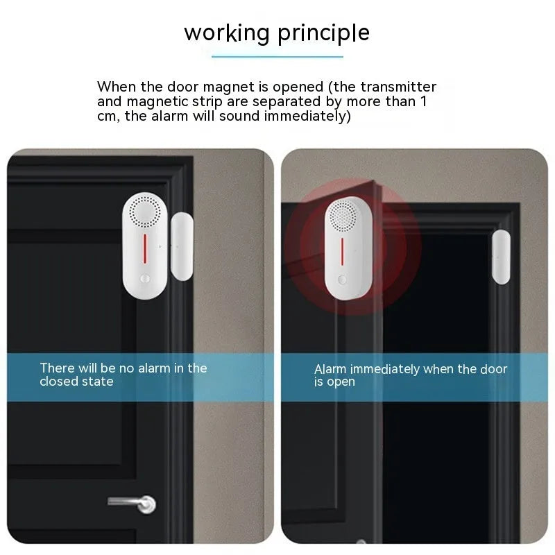 WiFi door magnetic sensor alarm for smart home security with acousto-optic alert