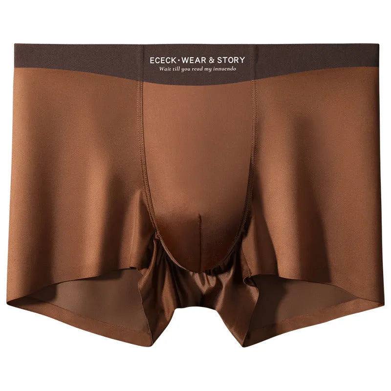 Men's ice silk seamless underwear briefs in solid colour with quick-dry nylon fabric
