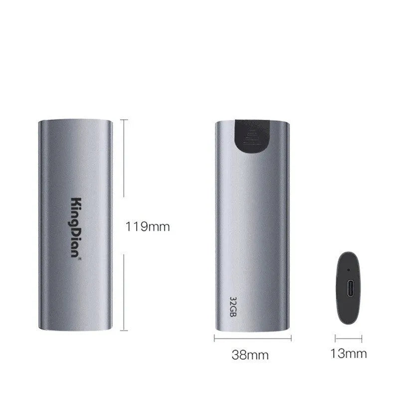 Grey mobile SSD external hard drive for phones with USB 3.0 connection