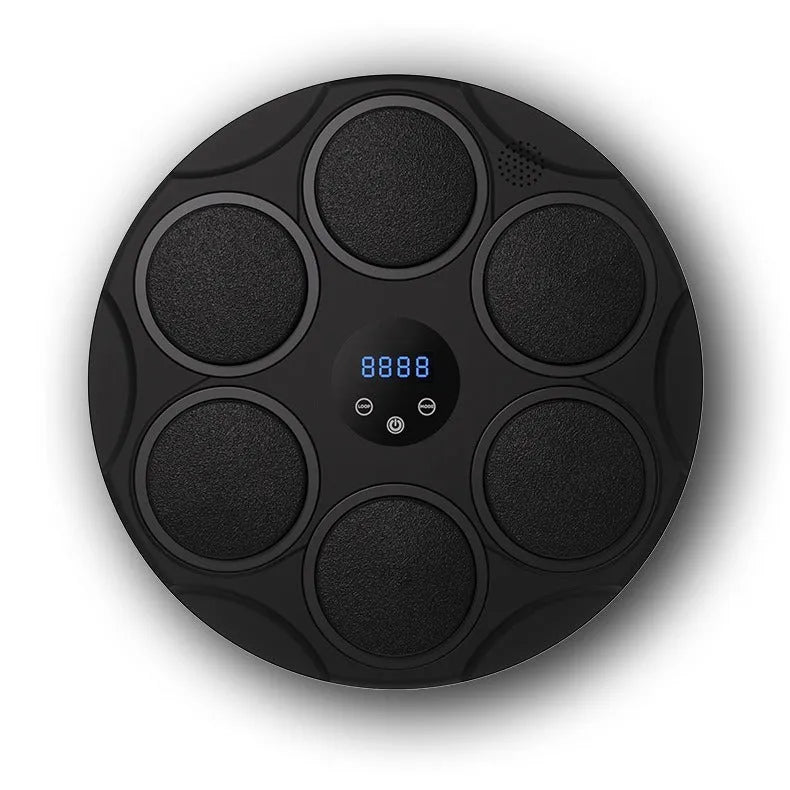 Black smart Bluetooth boxing target with coloured lights for wall-mounted fitness training