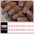 White artificial nail tips with plaid pattern design, 24 pieces per box