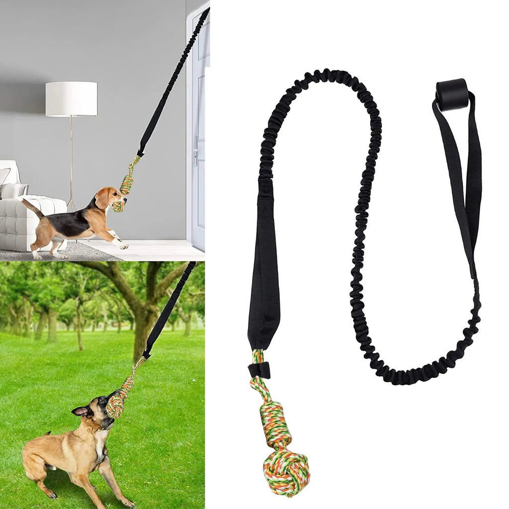 Cotton thread dog tug of war rope toy in black, grey or red colour for interactive play