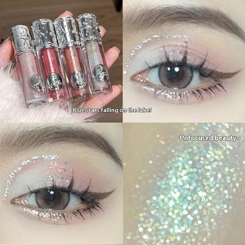 Ballet liquid eye shadow product showing five colour options including Xingman Sakura Field and Pillow Fairy Tale