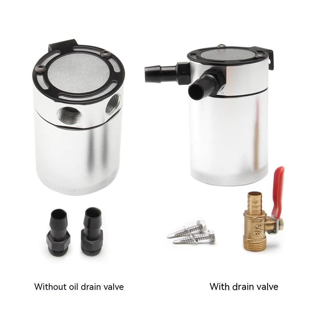 Aluminium automotive oil pot with two-hole design in black or silver
