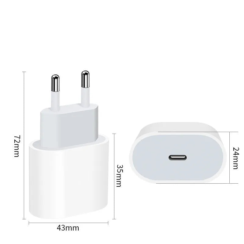 PD20W mobile phone charger with USB port for American and European sockets