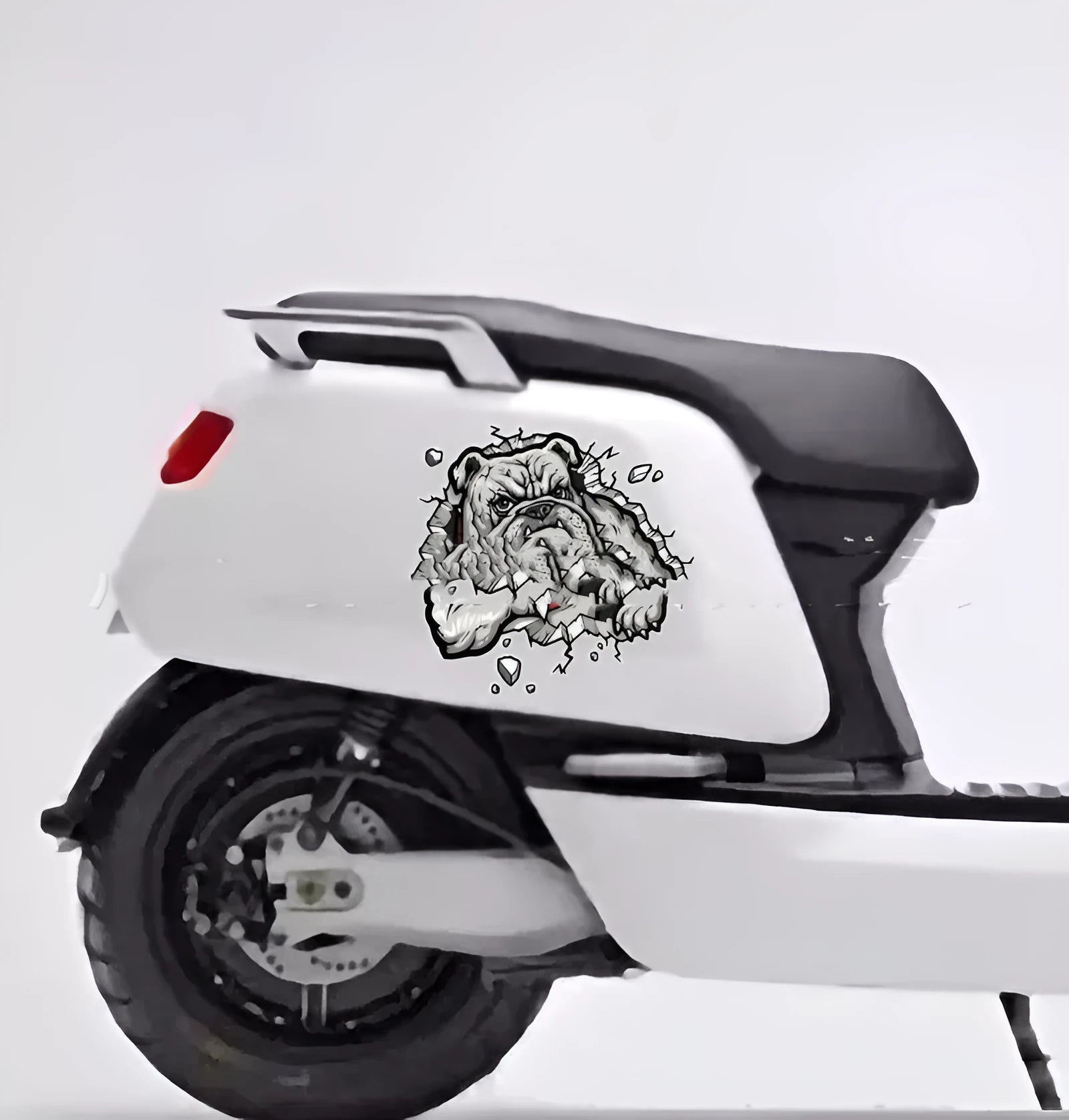 Grey dog pattern motorcycle bumper sticker measuring 17x17cm from animal series