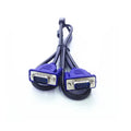 Black 1.5 metre VGA computer monitor cable with blue moulded connectors and nickel-plated terminals