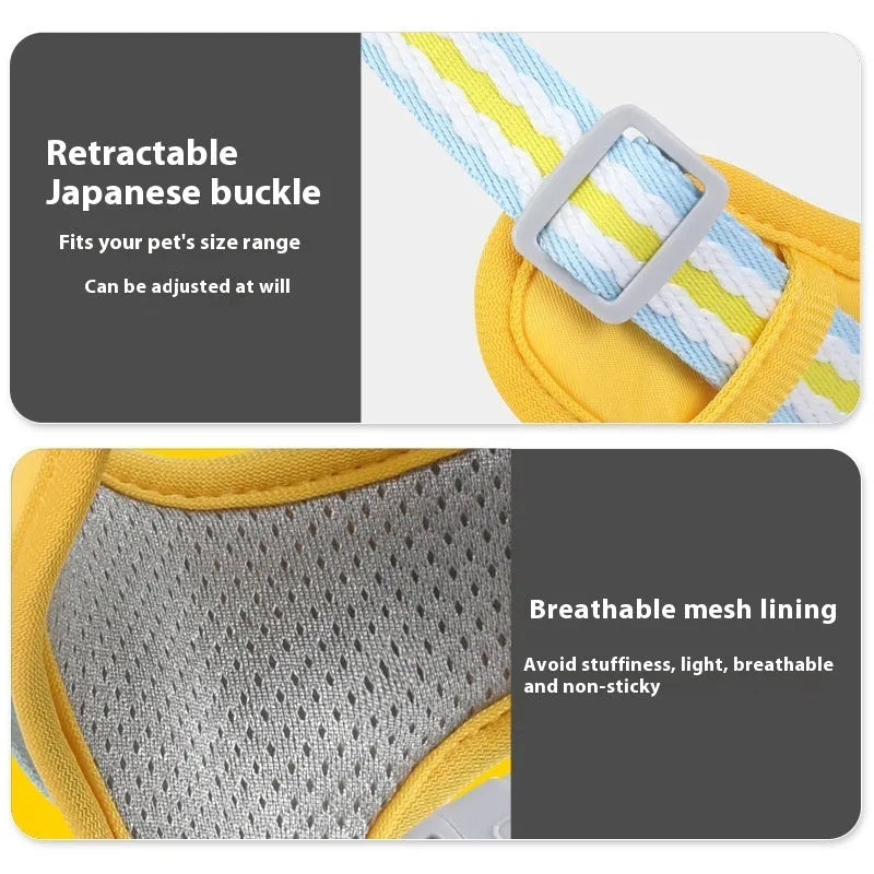 Green explosion-proof anti-strangulation dog harness made of Oxford cloth with attached rope