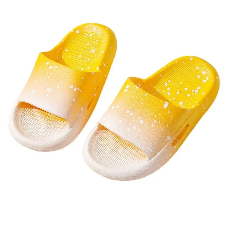 Gradient blue PVC slippers for children on a white background, showing sandal-style design.