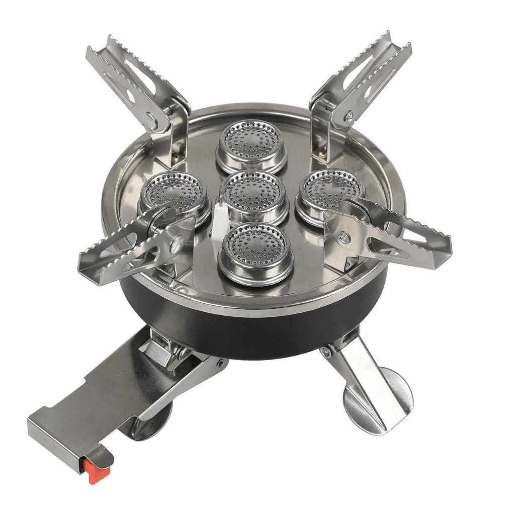 Silver stainless steel split camping stove with copper fittings and 100cm hose