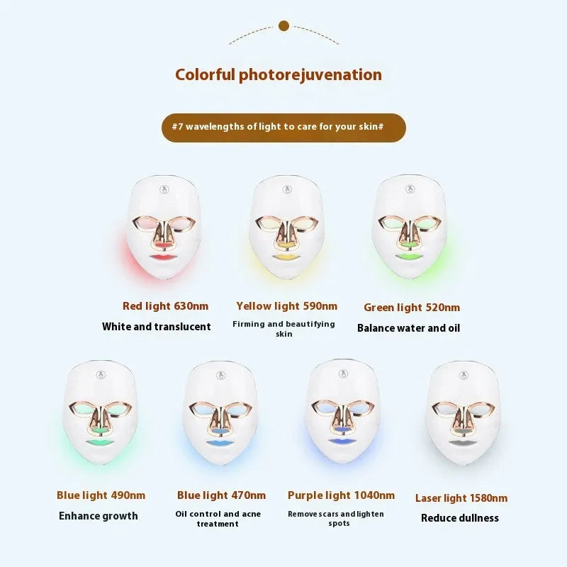 Rechargeable LED beauty mask with touch controls in black, white, or rose gold finish