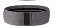 Fabric resistance bands in three colours showing different tension levels with storage net bag