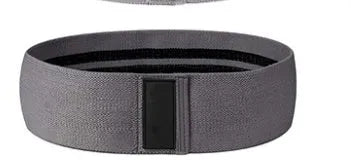 Fabric resistance bands in three colours showing different tension levels with storage net bag