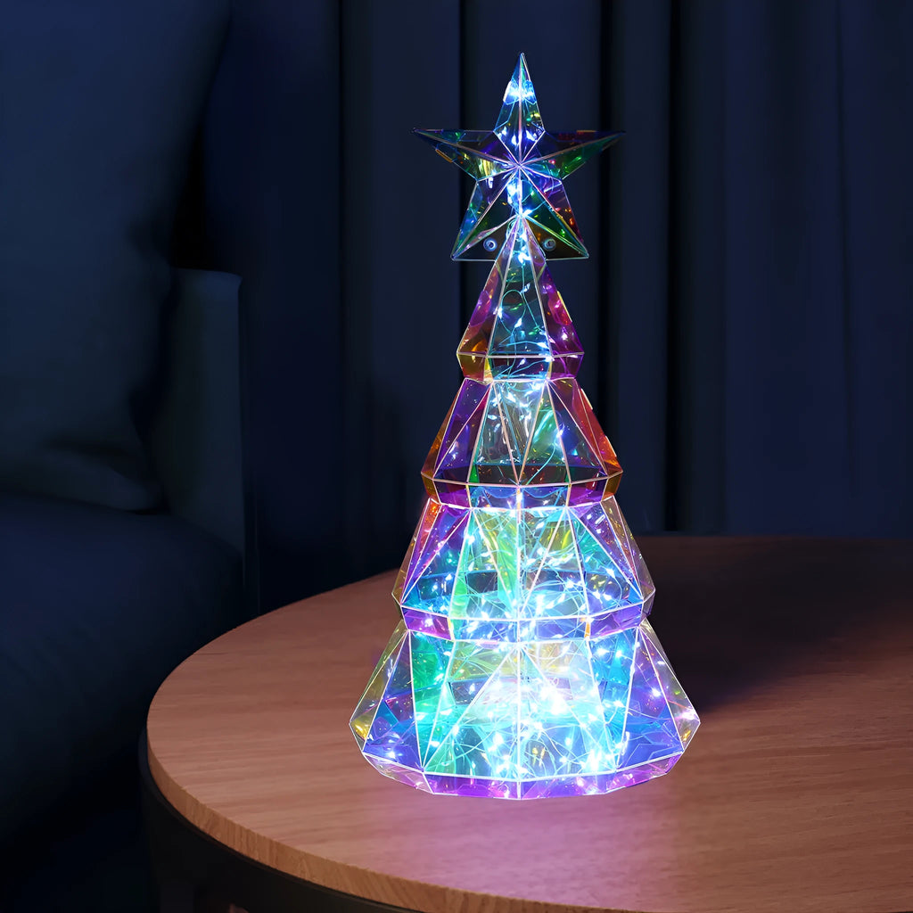 Colourful cartoon Christmas tree light decoration measuring 20cm tall with PET material construction