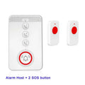 White emergency alert system with one buzzer unit and three wireless emergency buttons for elderly safety