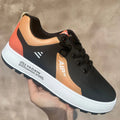 Men's round-toe casual shoes in artificial PU, shown in M15 white orange, white black, and white brown colour options.