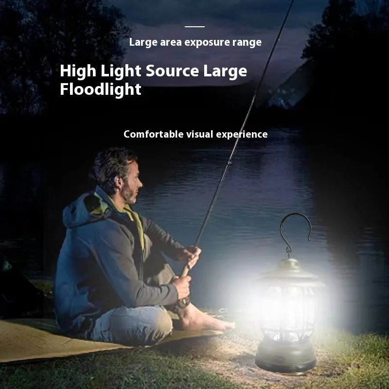 Portable camping head lamp lantern in choice of dark green, black, or red colours with battery options