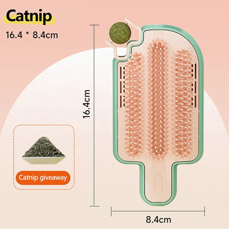 Ice cream cone shaped cat rubbing artifact with textured surfaces and feather attachment