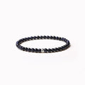 Mixed agate bracelet with obsidian, blue san and black agate 4mm beads in geometric design