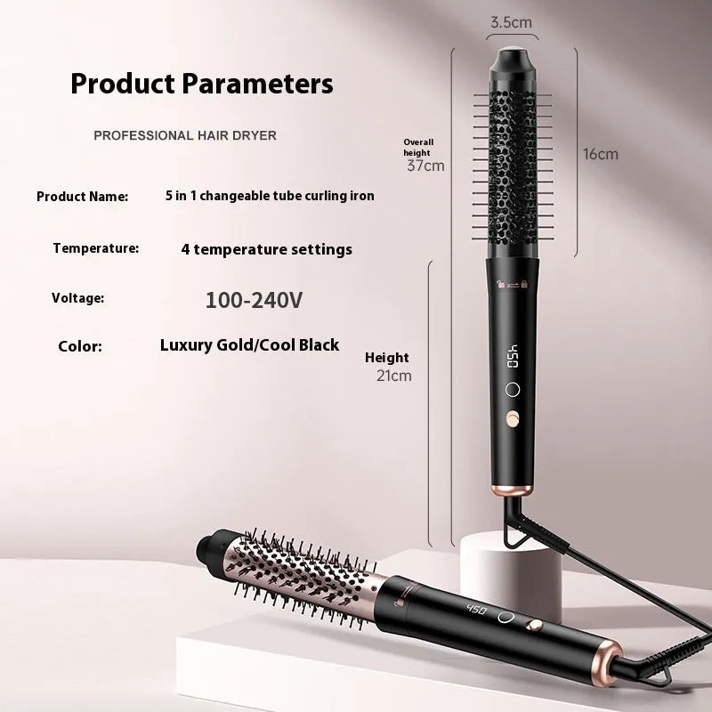 Automatic large wave hair curler in rose gold colour with three heat-setting headbands