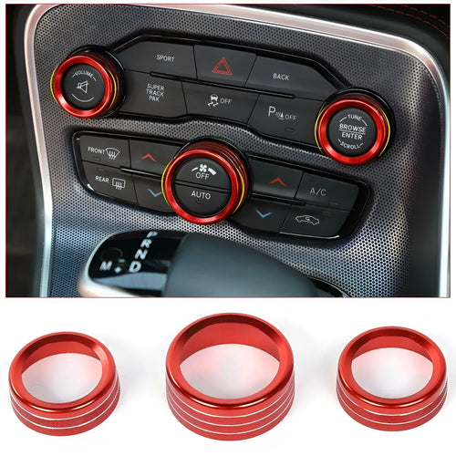 Aluminium alloy decorative ring for Dodge Challenger and Grand Cherokee air conditioning knob in multiple colours