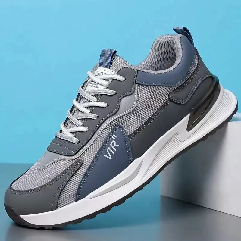 Men's colour block mesh lace-up sneakers with injection-moulded soles in black, grey or white