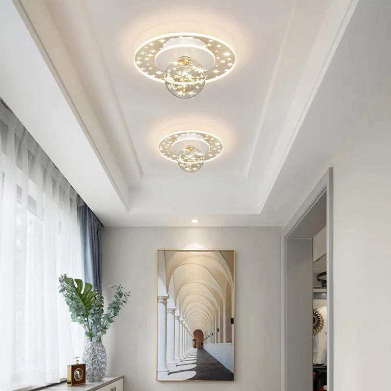 Modern minimalist ceiling light for corridor and hallway spaces with three colour lighting options