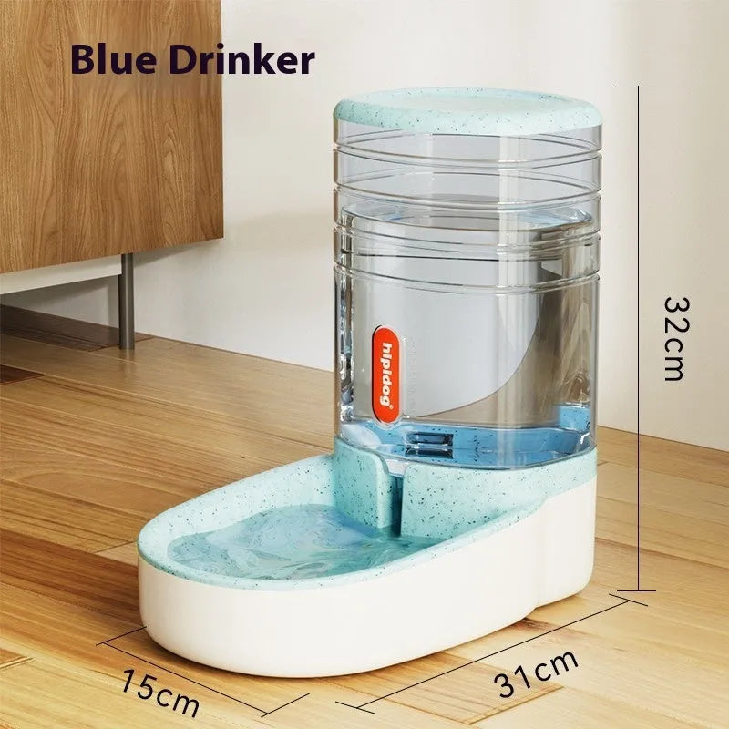 Automatic pet drinker feeder with 3.8L capacity in blue, green, grey, or pink colours