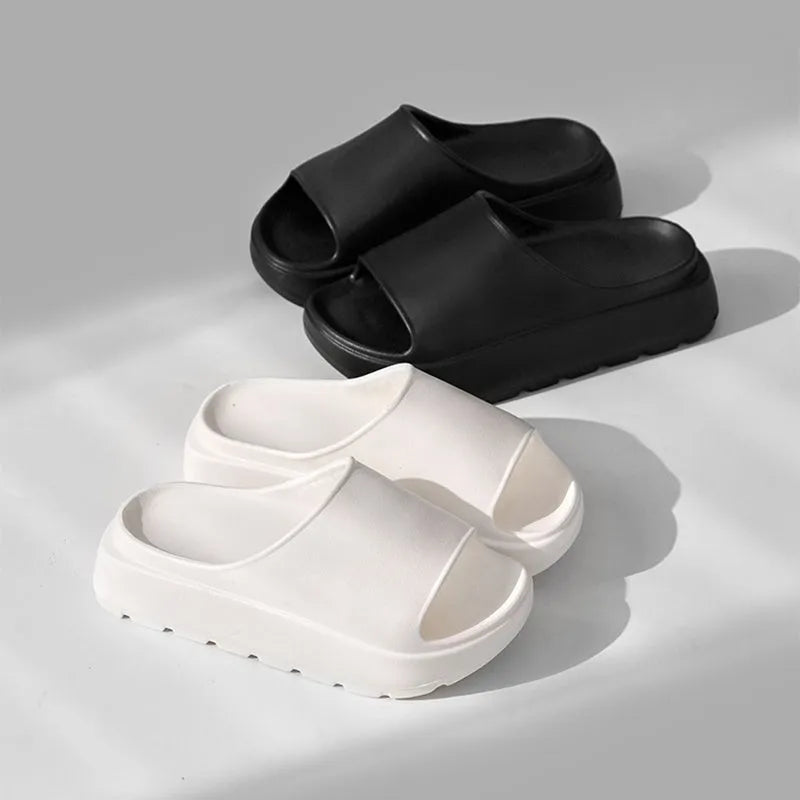 Women's fish mouth slippers with thick 5.5cm EVA soles in beige, black, khaki or rose red colours