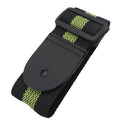 Woven striped guitar strap in army green colour on instrument
