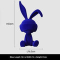Suede blindfold rabbit resin table ornament in blue, green, or red colour options