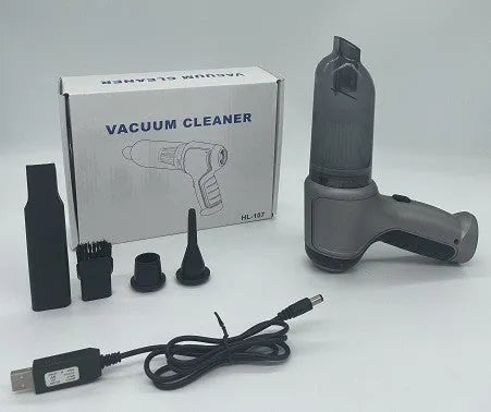 Compact gold wireless charging car vacuum cleaner with dust bucket on a car seat