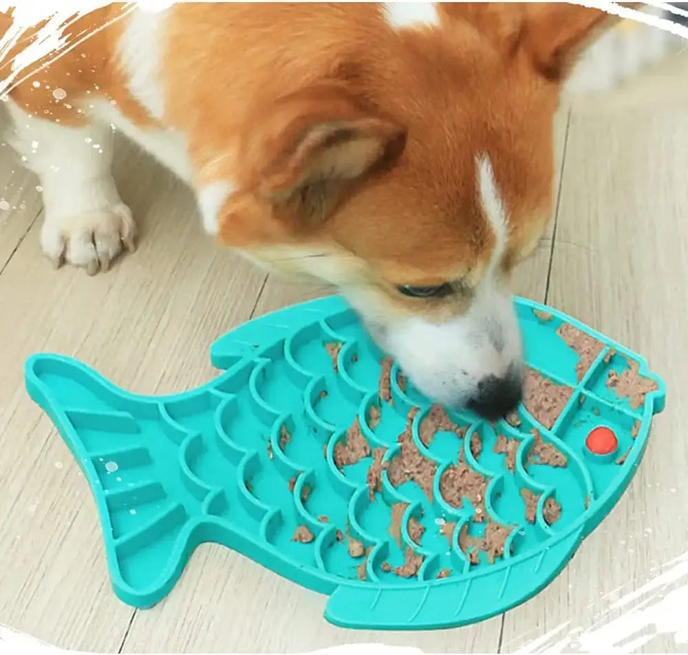 Silicone lick mat for dogs in blue, green, or grey, 24.5 x 19 cm, slow feeder tray