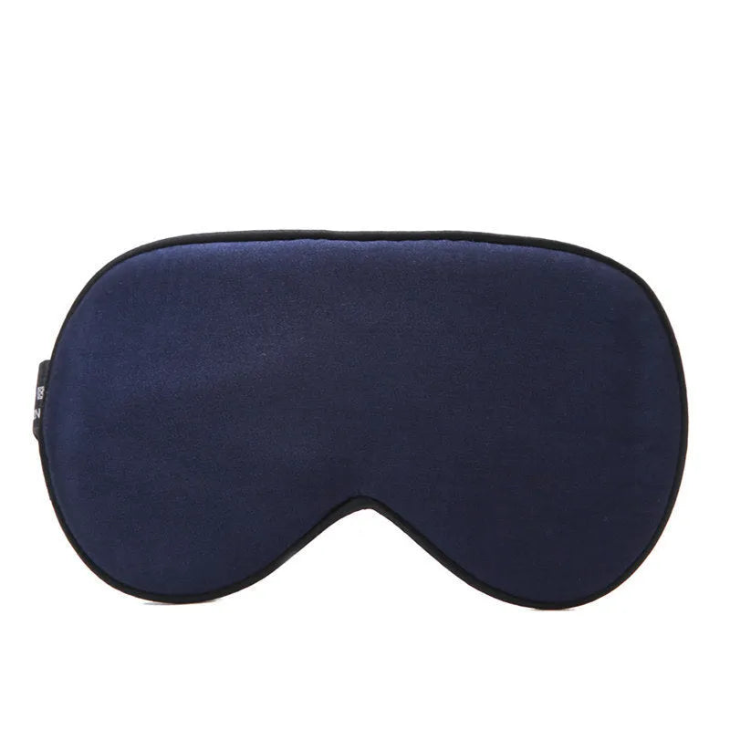 Double-sided mulberry silk sleep mask in multiple colours showing embroidered print and adjustable strap.