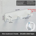 Screwless iron wall hook with adhesive tape for shower doors, shown in multiple sizes.