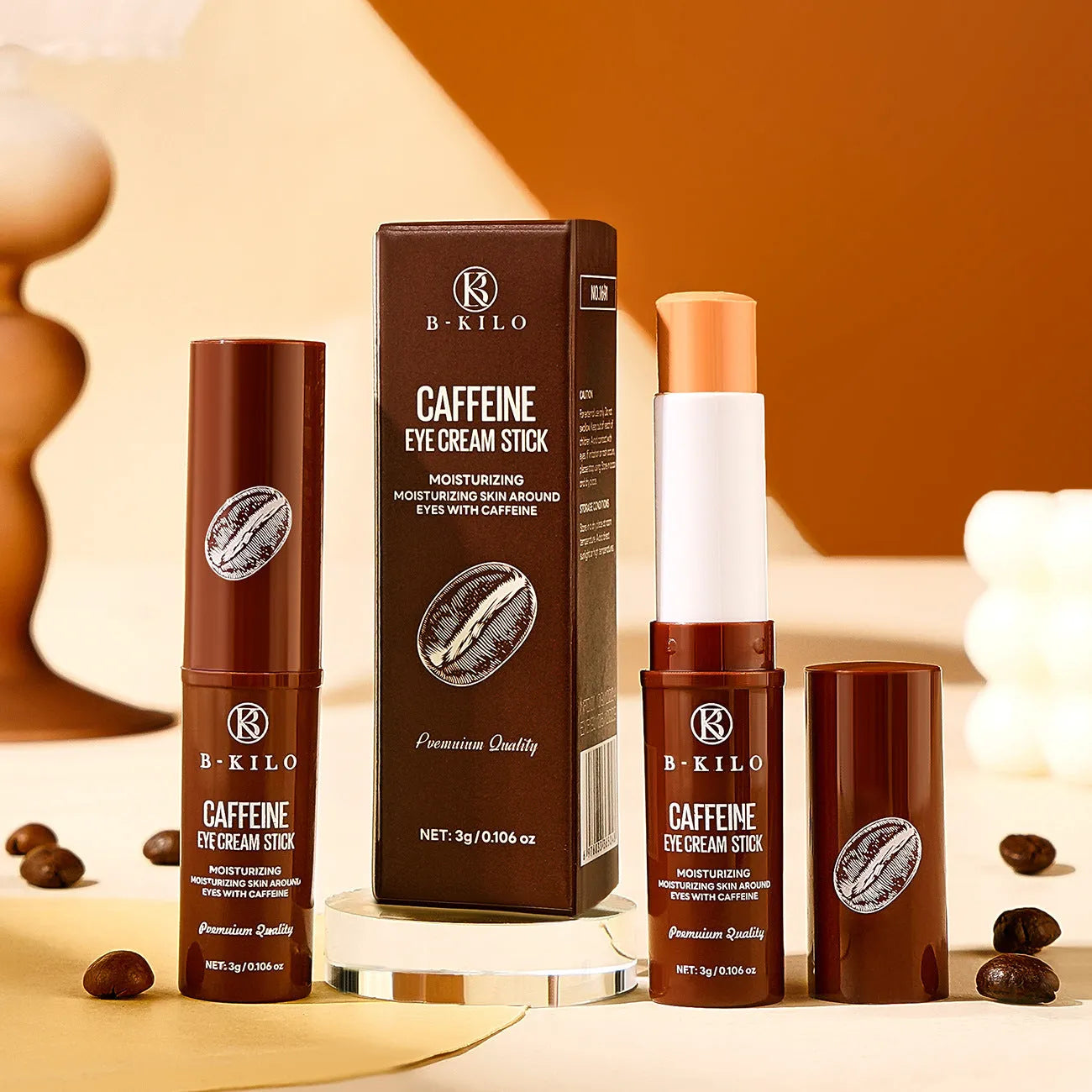 Caffeine eye cream stick for hydrating and reducing fine lines and dark circles