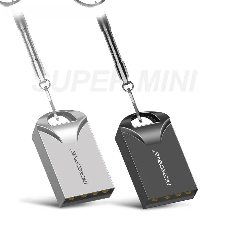 Mini black and silver metal USB flash drive shown next to a ruler displaying its 23mm length.
