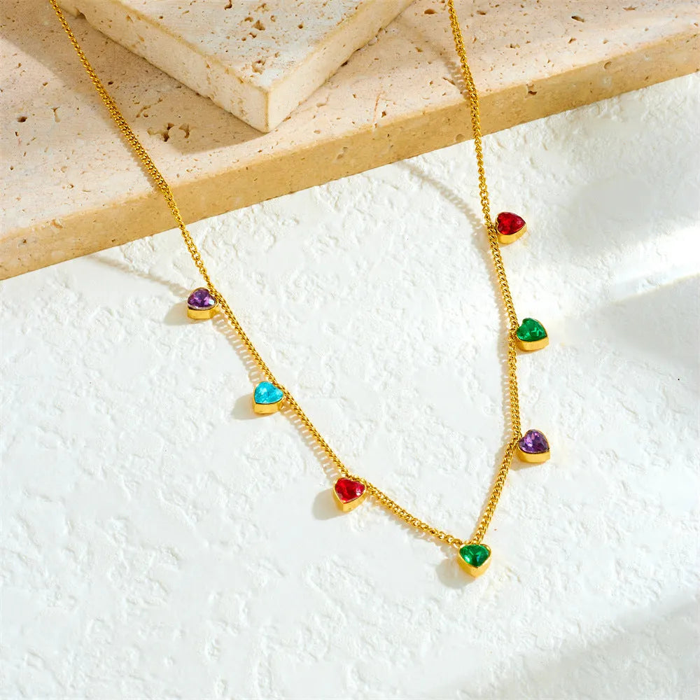 Women's gold-plated stainless steel necklace with heart pendant on 41-50cm chain