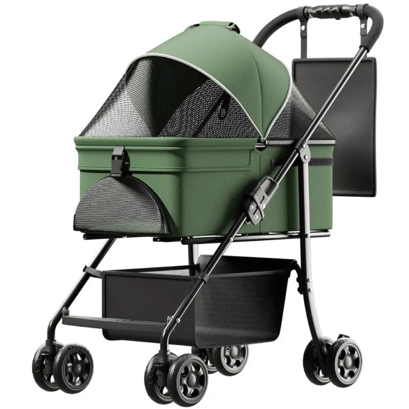 Black Warrior style metal pet cart with one-click folding removable design