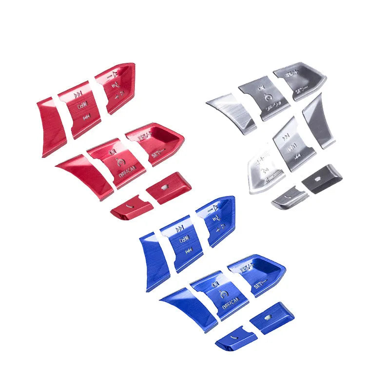 Atz aluminium alloy decorative sticker set for car steering wheel buttons and interior customisation