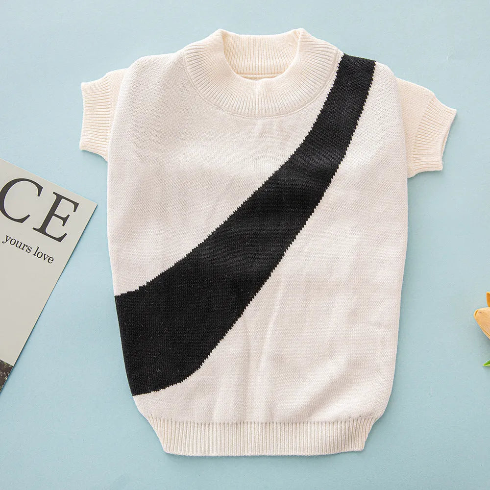 A casual wool knit sweater for a corgi or poodle, shown in one of six available colours.